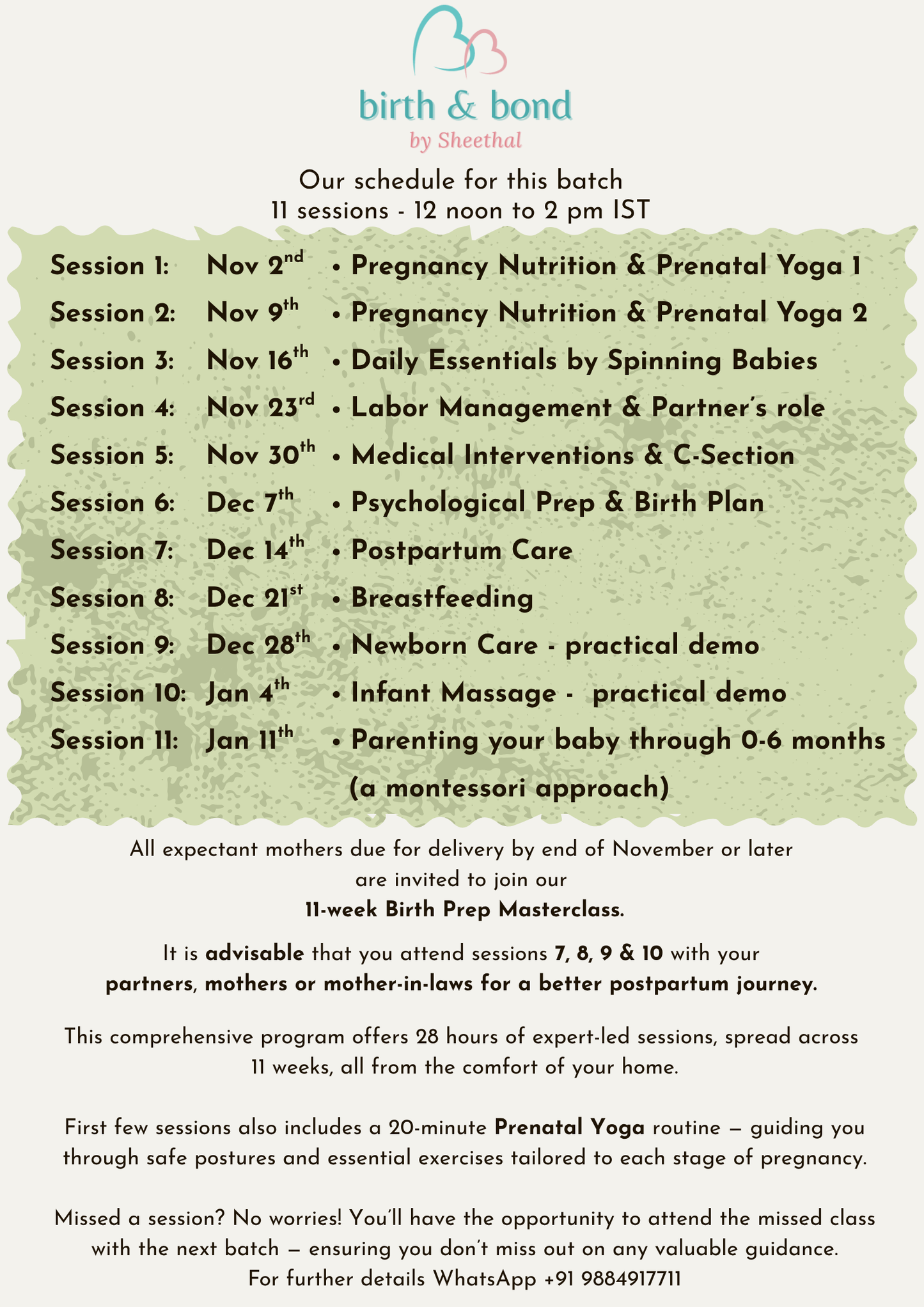 The Birth Prep : 11 Week online Masterclass